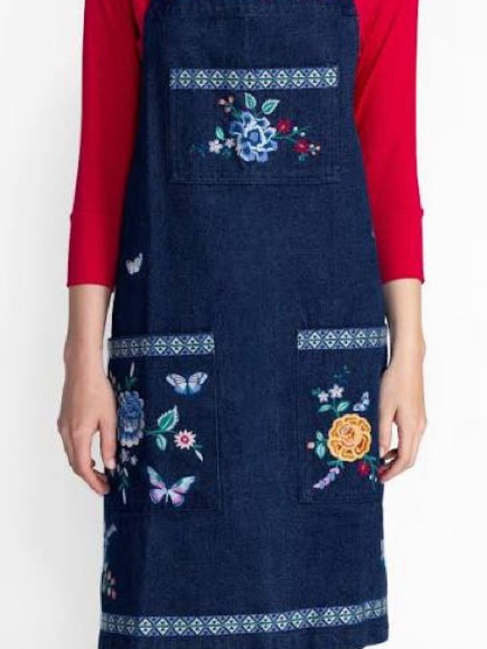 Johnny Was Taymia Embroidered Denim Apron - Picture 2 of 14